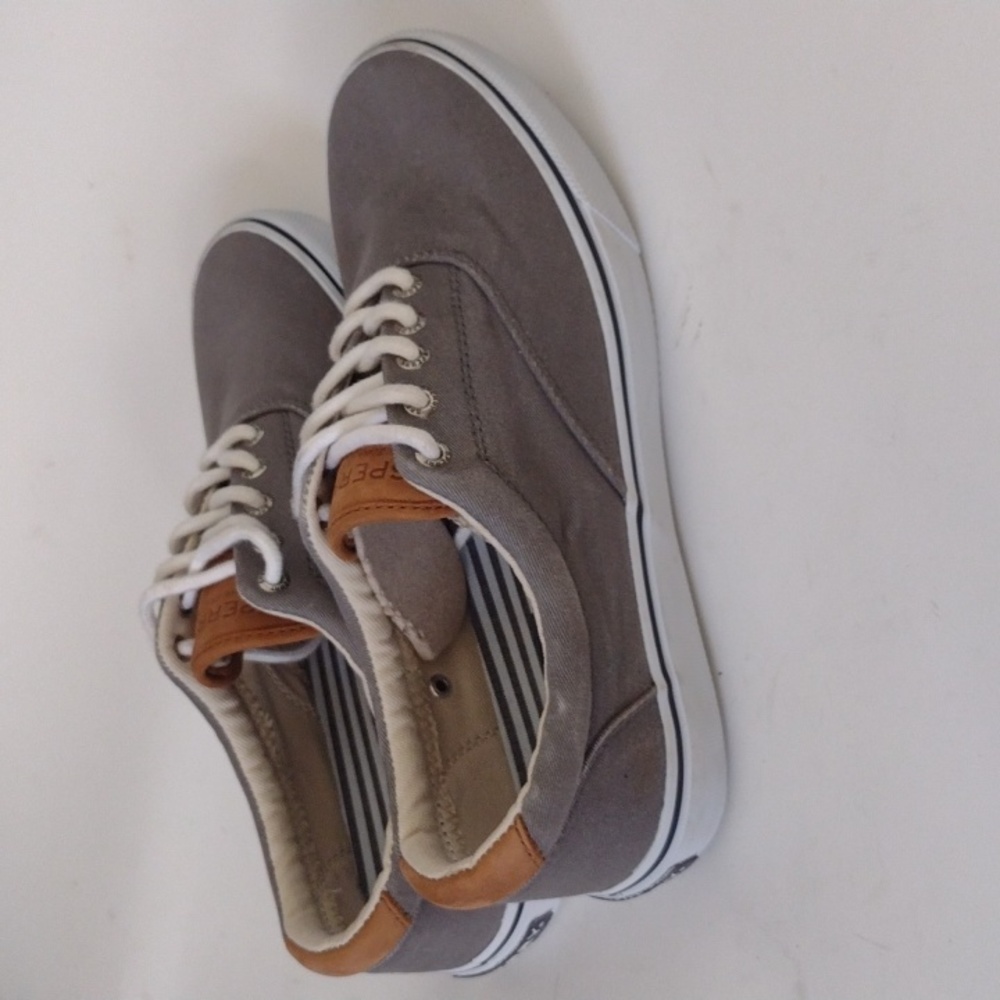 Sperry Striper II CVO Canvas Gray Sneakers Men's 9.5 Nautical Preppy Casual - Picture 12 of 14